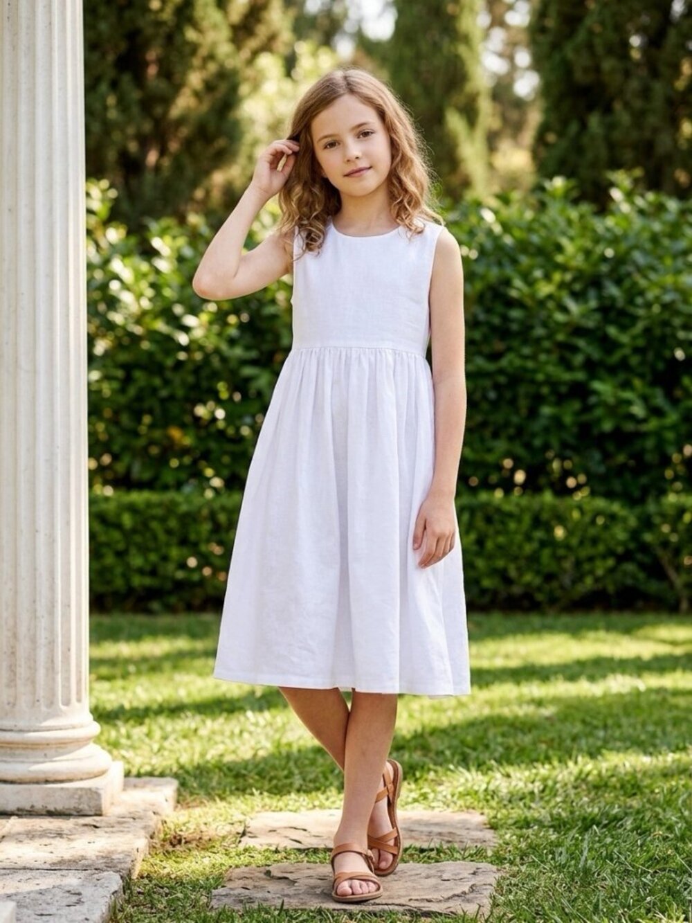 Girls White cotton Dress
